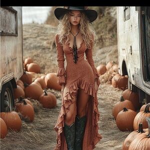 Elegant High Low Brown Dress